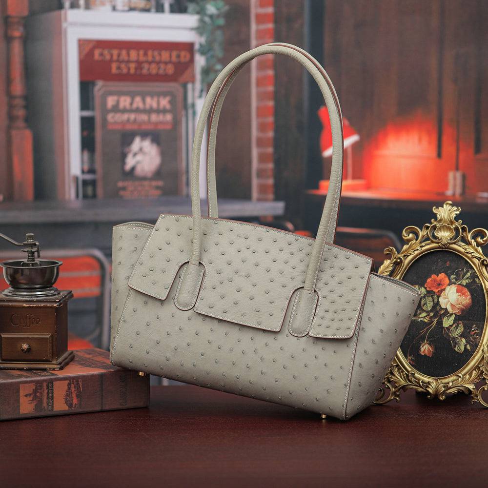 Womens Ostrich Leather Large Shopper Shopping Bag