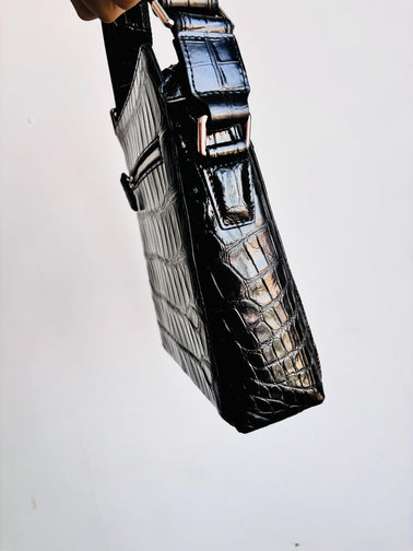 Crocodile Skin Leather Cross Body Bag