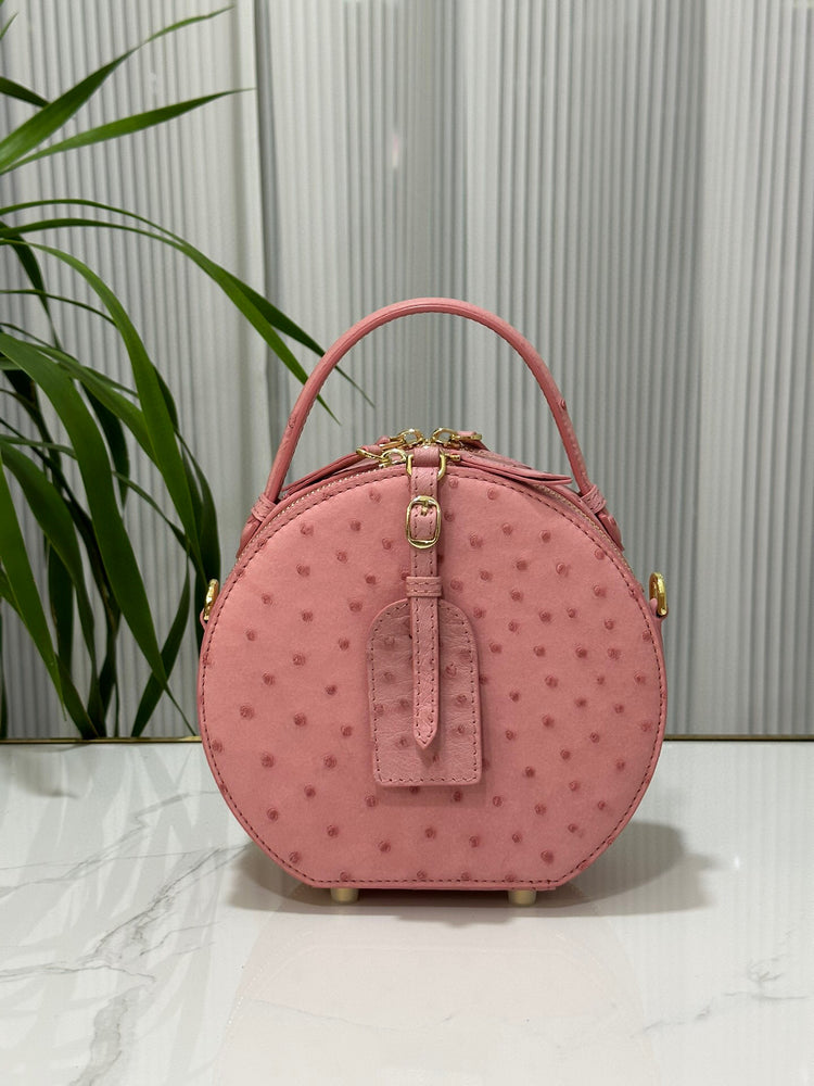 Womens Ostrich Skin Leather Apple Phone Handle Bag