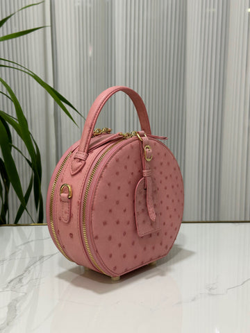 Womens Ostrich Skin Leather Apple Phone Handle Bag