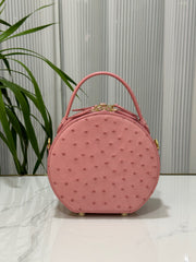 Womens Ostrich Skin Leather Apple Phone Handle Bag