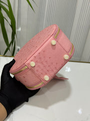 Womens Ostrich Skin Leather Apple Phone Handle Bag