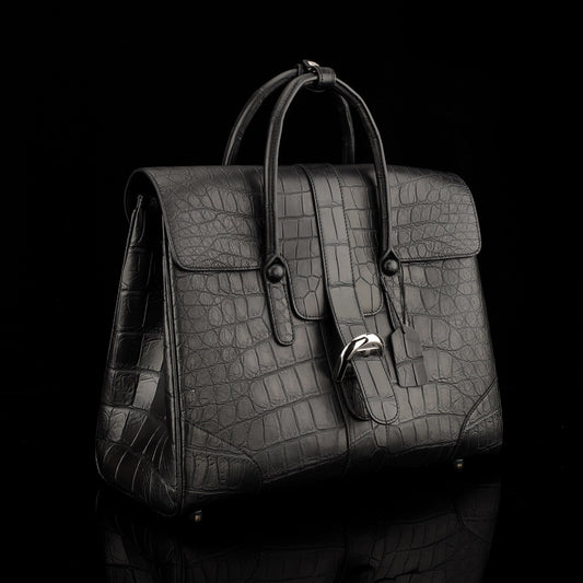 Crocodile Leather Briefcase Black
