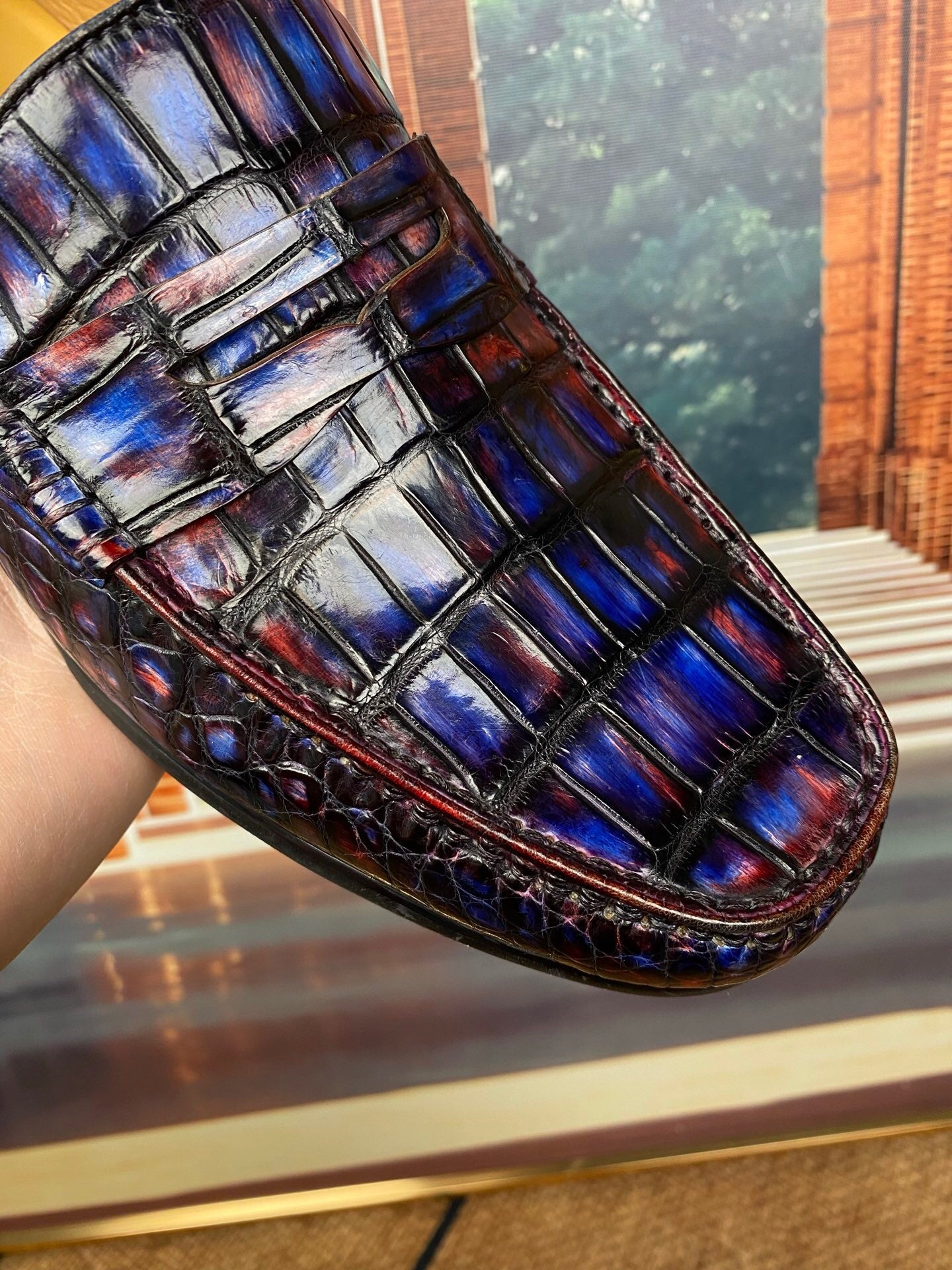 Crocodile Shoes Vintage Multi Timeless Driving Shoes in Genuine Crocodile Skin Leather