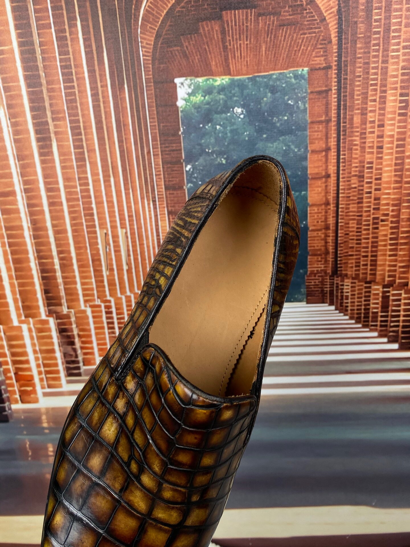 Crocodile Shoes Vintage Brown Genuine Crocodile Skin Leather Slip-On Loafer Shoes