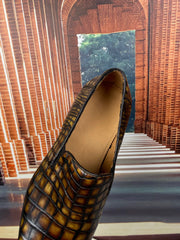 Crocodile Shoes Vintage Brown Genuine Crocodile Skin Leather Slip-On Loafer Shoes