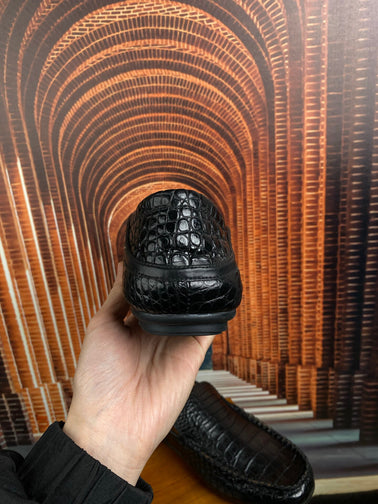 Crocodile Shoes Black Timeless Driving Shoes
