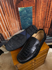 Crocodile Shoes Black Timeless Driving Shoes