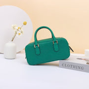 Genuine Ostrich Skin Leather Mini Top Handle Bowler Bag