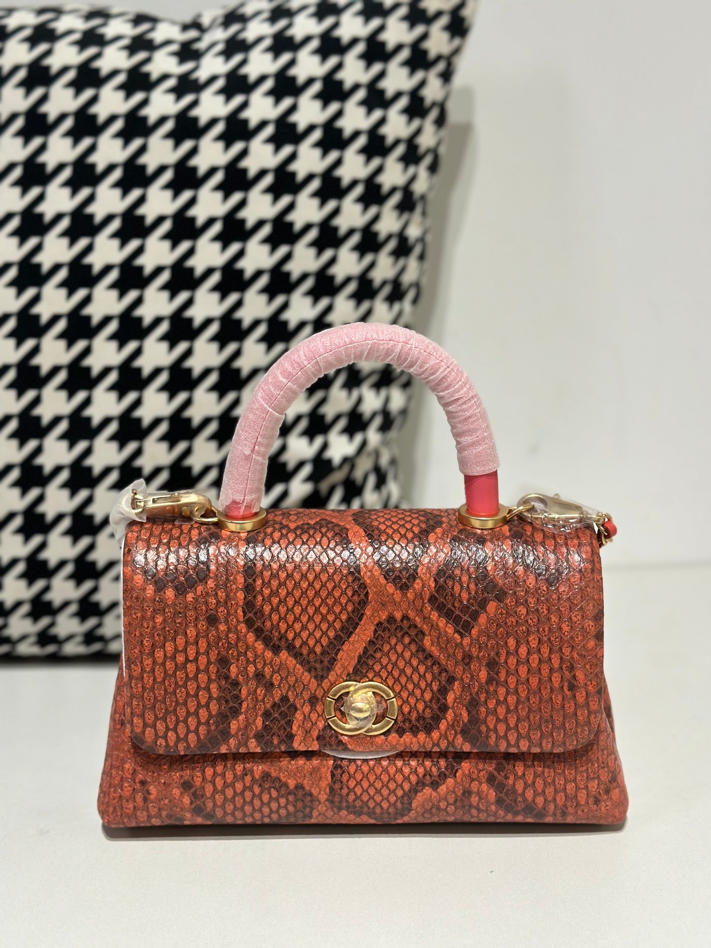 Genuine Python Skin Leather Top Handle Cross Body Bags
