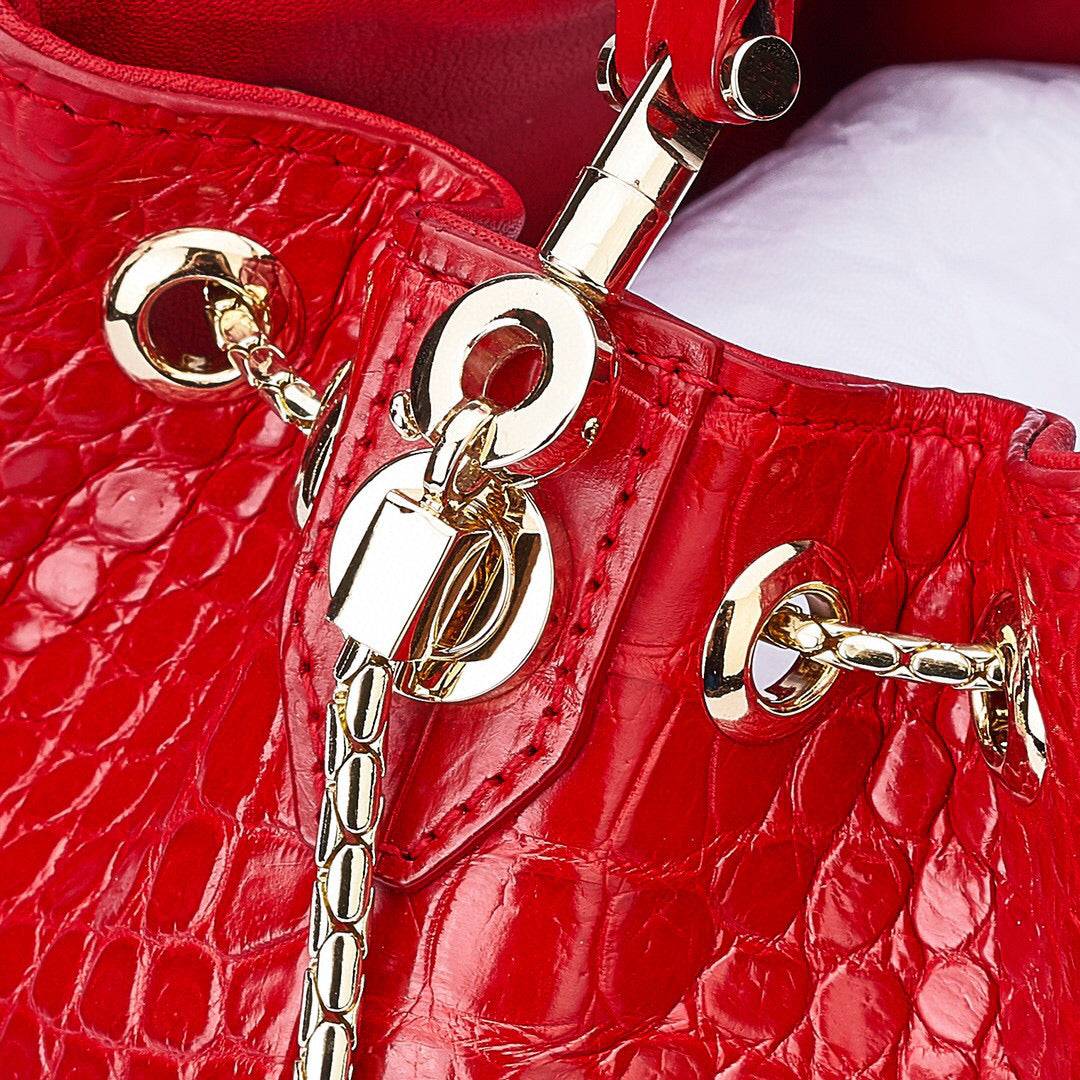 Genuine Crocodile Leather Backet Bag