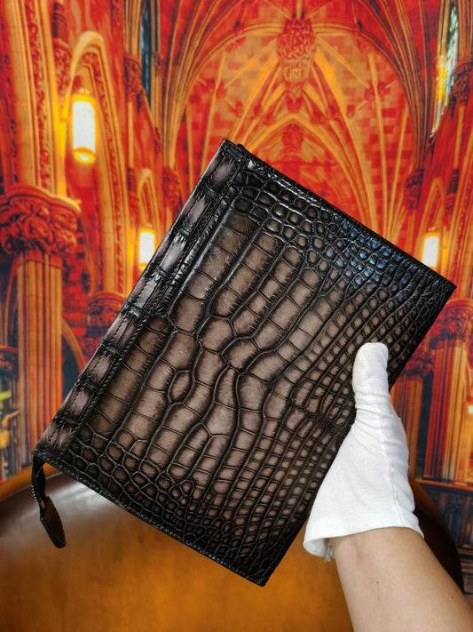 Genuine Vintage Crocodile Skin Leather Wristlet Wallet Clutch Envelop