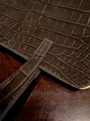 Nubuck Crocodile Leather Shopper Tote Bag
