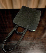 Nubuck Crocodile Leather Shopper Tote Bag