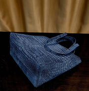 Nubuck Crocodile Leather Shopper Tote Bag