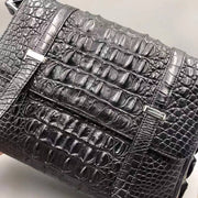 Genuine Crocodile Leather Messenger Shoulder Bag Black