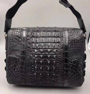 Genuine Crocodile Leather Messenger Shoulder Bag Black