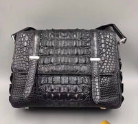 Genuine Crocodile Leather Messenger Shoulder Bag Black