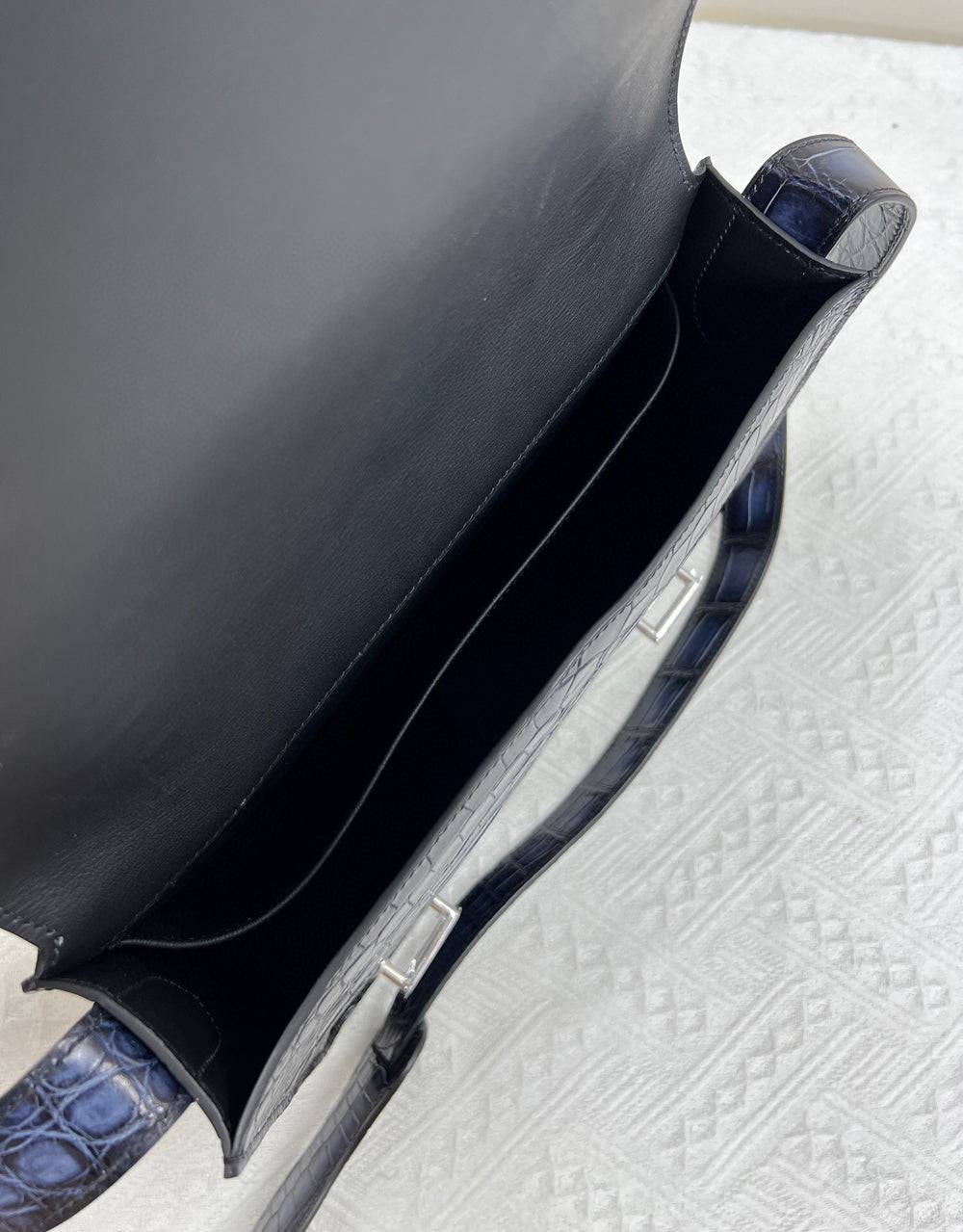 Men's Vintage Gray Crocodile Leather Messenger Postman Cross Body Bag