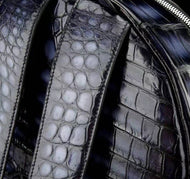 Unisex Vintage Grey Crocodile Leather Backpack