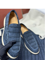 Nubuck Crocodile Shoes Men's Crocodile Leather Loafers Slip-On Dress Shoes Very Comfortable