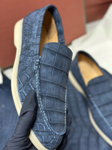 Nubuck Crocodile Shoes Men's Crocodile Leather Loafers Slip-On Dress Shoes Very Comfortable