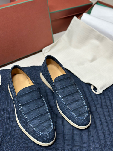 Nubuck Crocodile Shoes Men's Crocodile Leather Loafers Slip-On Dress Shoes Very Comfortable