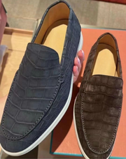 Nubuck Crocodile Shoes Men's Crocodile Leather Loafers Slip-On Dress Shoes Very Comfortable