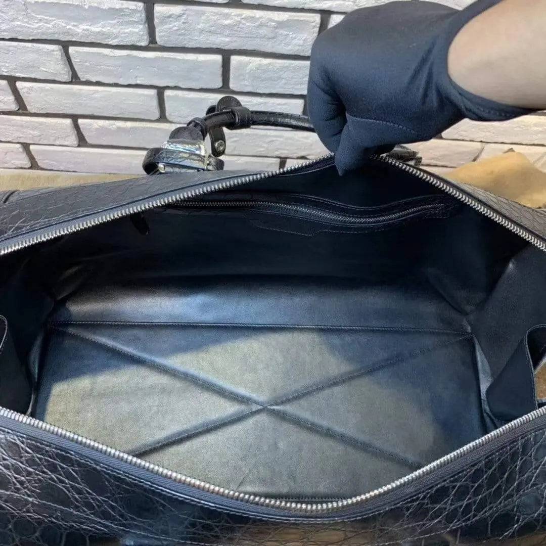 Matt Genuine Crocodile Leather Oversize Travel Duffel Bag
