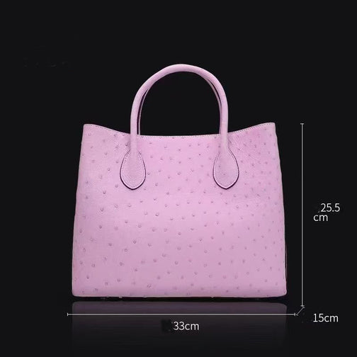 Women's Genuine Ostrich Leather Top Handle Satchel Handbag Shoulder Bag Tote Purse Messenger Bags 33cm