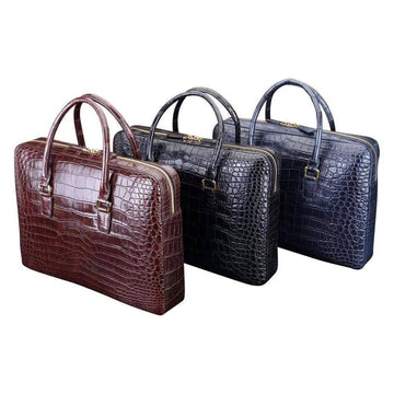 Men's Crocodile Leather Briefcase Top Handle Bag | Rossieviren
