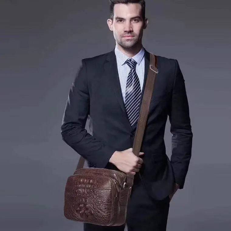 Men's Crocodile Leather Small Ipad Messenger Bags ,Cross body Bags