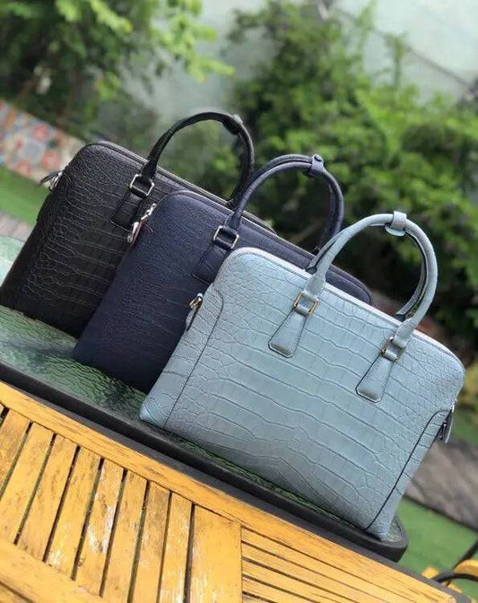 Men's Crocodile Leather Laptop Bags Briefcase