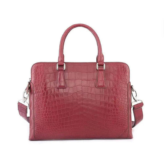 Men's Crocodile Leather Laptop Bags Briefcase Red