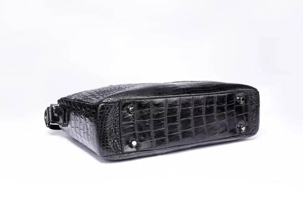 Men's Crocodile Leather Black Shoulder Bag Cross body Tote Bags