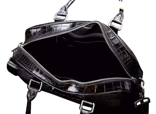 Men's Crocodile Leather Briefcase Messenger Travel Laptop Bag | Rossieviren