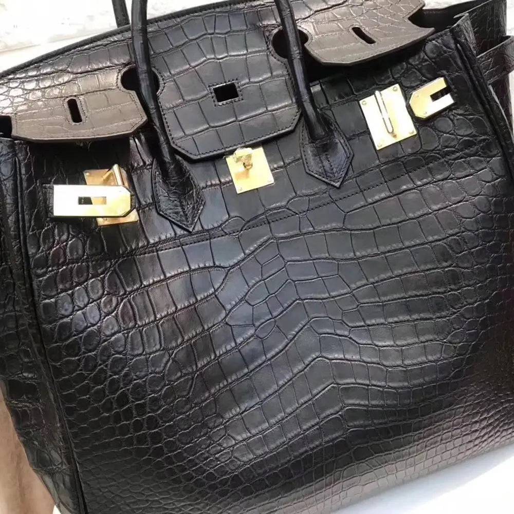 Men's Crocodile Leather Top Handle Large Tote Bags