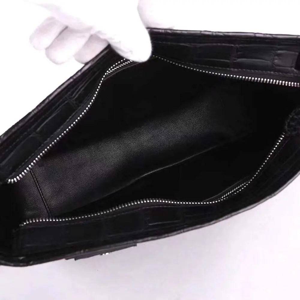 Men's Genuine Crocodile Leather Messenger Shoulder Bag