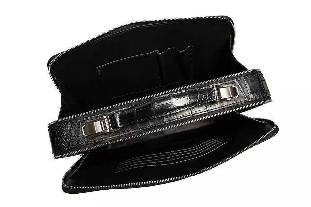 Men's Genuine Crocodile Skin Leather mini Briefcase Bag