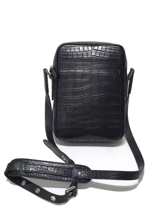 Mens Cross Body Messenger Bags In Genuine Crocodile Leather Small Size