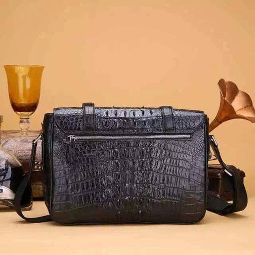 Mens Genuine Crocodile Laptop Bag Messenger Bag Briefcase