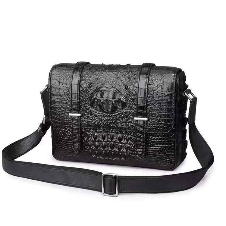 Mens Genuine Crocodile Laptop Bag Messenger Bag Briefcase