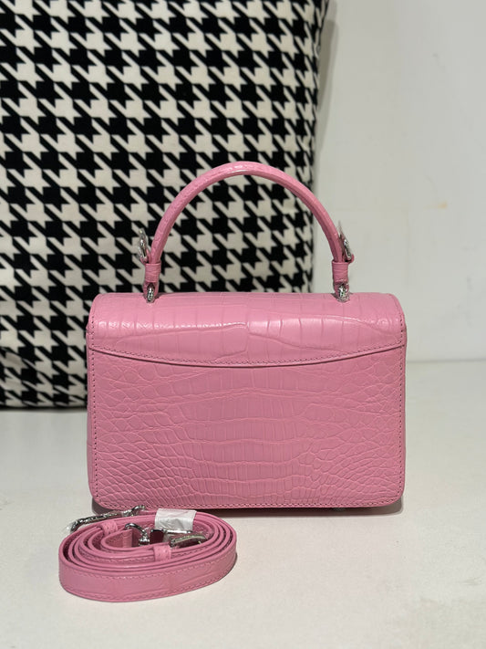 Borsa a Mano in Pelle di Coccodrillo Gialla