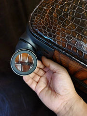 Retro Brown Crocodile Leather Trolley/Roll Aboard Suitcase Weekend/Travel Bag Trolley Case Universal Wheels 20-Inch With Hand Painting