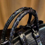 Unisex Vintage Genuine Crocodile Leather Travel Tote Bag