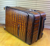 Retro Brown Crocodile Leather Trolley/Roll Aboard Suitcase Weekend/Travel Bag Trolley Case Universal Wheels 20-Inch (Copy)