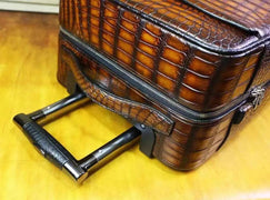 Retro Brown Crocodile Leather Trolley/Roll Aboard Suitcase Weekend/Travel Bag Trolley Case Universal Wheels 20-Inch (Copy)