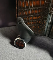 Retro Brown Crocodile Leather Trolley/Roll Aboard Suitcase Weekend/Travel Bag Trolley Case Universal Wheels 20-Inch (Copy)