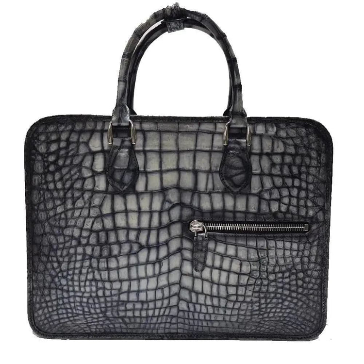 Retro crocodile Leather Crossbody Laptop Business Bag