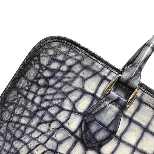 Retro crocodile Leather Crossbody Laptop Business Bag